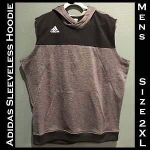 Adidas Black Gray Sleeveless Fleece Hoodie 2XL XXL